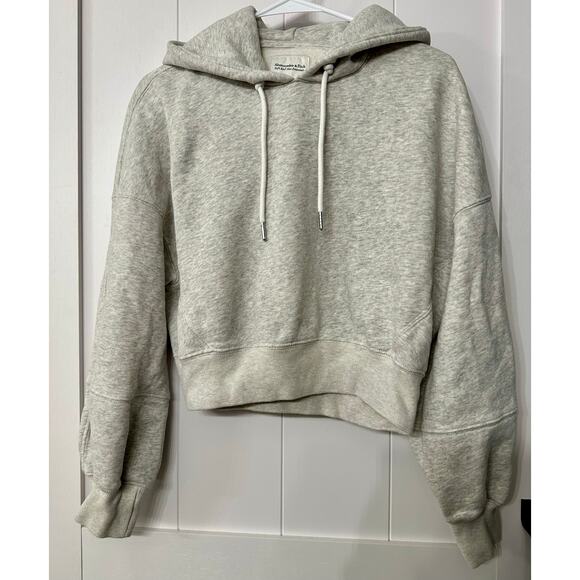 Abercrombie & Fitch cropped hoodie in gray size small - Picture 1 of 6